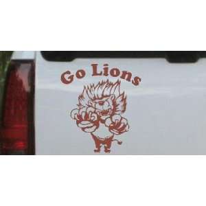 Brown 6in X 5.4in    Go Lions Team Sports Car Window Wall Laptop Decal 