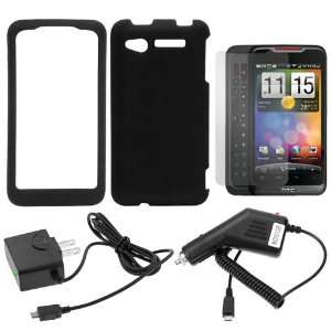  Hard Rubber Snap On Cover Case + Clear LCD Screen Protector + Black 