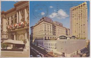   California Postcard Fairmont Hotel 2 Views Street 1964 SF Postmark