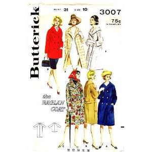  Butterick 3007 Vintage Sewing Pattern Raglan Sleeved Coat 