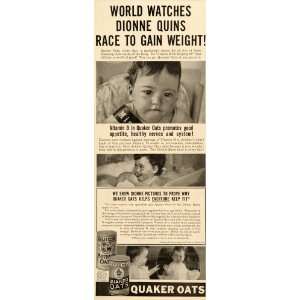   Ad Quick Quaker Mother Oats Dionne Quintuplets   Original Print Ad