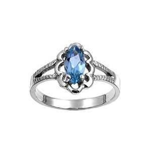    Sterling Silver CZ Aquamarine baby or pinky ring Size 1: Jewelry