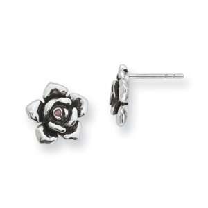  Ed Hardy Blossomed Rose Post Earrings in Stainless Steel 