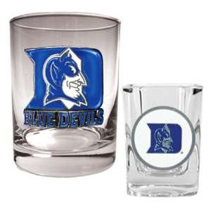 Duke University Blue Devils Rock Glass & Shot Glass Set:  