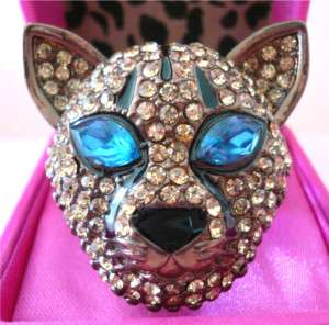 BETSEY JOHNSON JUNGLE FEVER PANTHER COUGAR FACE BIG RING NEW  