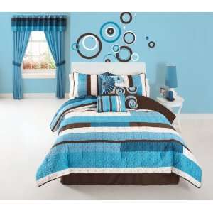  New   Choppy Blue Twin Comforter Set by Pem America: Home 