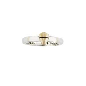   Two Tone Sterling Silver and 14kt Gold Shield of Faith Ring, Size 5