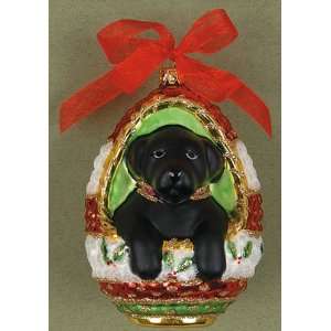  Playful Lab Puppy   Black Christmas Ornament: Sports 