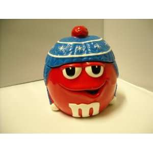  M&Ms Red Winter Hat Christmas Candy Jar New Without Tag 