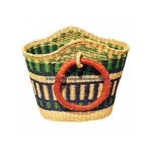  African Bolga Basket with Flexible Round Handles   Medium 