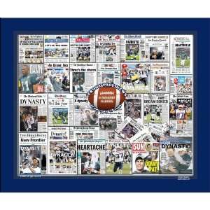   New England Patriots Newspaper Collage MATTED BLUE: Sports & Outdoors