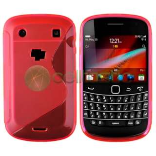 Pink TPU Silicone Case Cover+Privacy Screen Shield for Blackberry Bold 