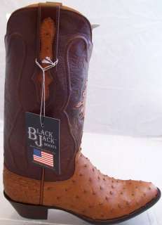Black Jack Womens Cognac Ostrich Cowboy Boots 6.5B $600  