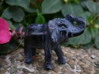 Rare Obsidian Jasper Gemstone Elephant Figurine S3842  