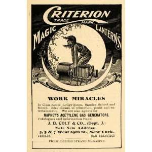  1898 Ad Criterion Magic Lanterns Naphey Acetylene Gas 