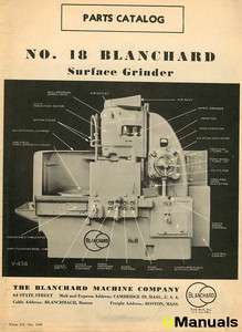 Blanchard No. 18 Surface Grinder Parts Manual  