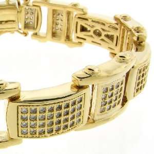  Mens Iced Out Hip Hop 14K Gold Plated 15mm 9 Lab Diamond 