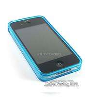 BLUE neon crystal silicone skin cover case iPhone 4 4G  