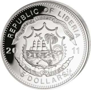 BLUE TRAIN Railway Railroad Train Locomotive Silver Coin 5$ Liberia 