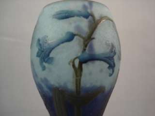 AMAZING Bluebells DAUM NANCY FRERES Enameled CAMEO Glass FRANCE Vase 