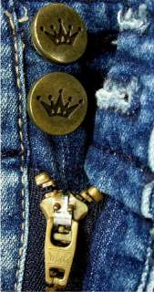 ITEM >>> Womens Distressed Blue Denim Duchesse Jeans Mini Skirt Size 