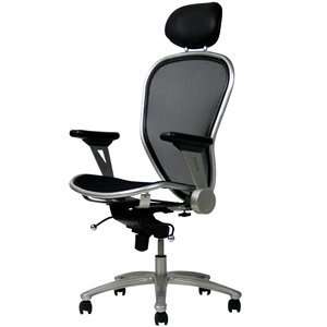   Sleek Mesh Office Chair with Headrest in Silver Frame: Office Products