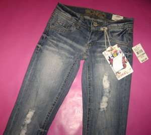 NWT $42 Bongo Low Rise Flare Destroyed Flap Pockt Jeans  
