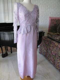 ROSE TAFT COUTURE VINTAGE RHINESTONE PEARL LACE GOWN~S  