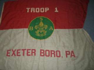 VINTAGE TROOP 1 EXETER BORO PA BOY SCOUT BANNER FLAG  