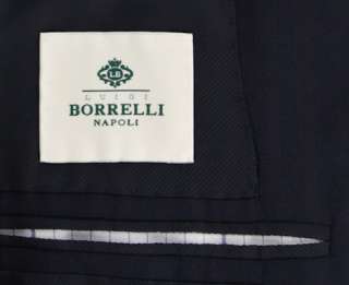 Imperfect $4200 Borrelli Navy Blue Suit 38/48  