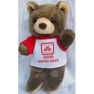   Brown Teddy Bear Plush Doll Toy, Wearing State Farm Insurance T Shirt