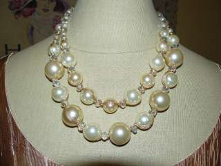 ETHEL & MYRTLE Romantic GLAMOROUS CHAMPAGNE PEARL CRYSTAL NECKLACE 