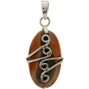  Agate Oval Pendant   Sterling Silver 