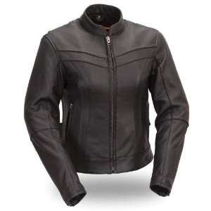  First MFG Womens Stylish Scooter Leather Jacket 