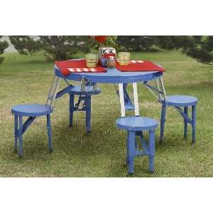  Folding Picnic Table Blue: Sports & Outdoors