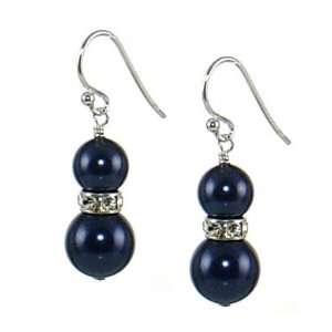 Swarovski Elements® Night Blue Pearl with Rondelle Sterling Silver 