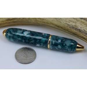  Green Fleck Acrylic Bullet Pen With a Gold Finish Office 