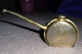 Tiny Vintage Brass NECCHI Oil Can Tin Oiler EXCELLENT CONDITION 