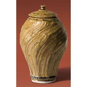   Amber Ceramic Artisan Cremation Memorial Funeral Urn 