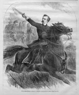 CUSTER, BRIGADIER GENERAL GEORGE A. CUSTER ON HORSEBACK  