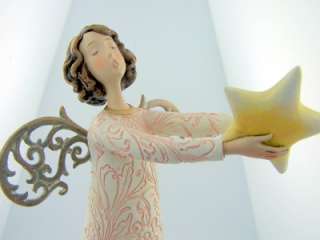 Marble Resin Angel W Star Religious Christian Catholic Pink Figurine 