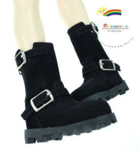 MSD Dollfie Doll Shoes Engineer Boots Suede Black  