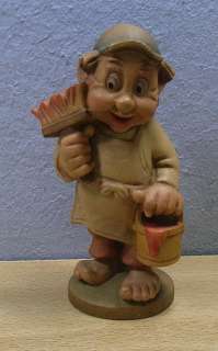 Vintage Wood Carved Gnome / Dwarf #BT  