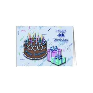    Happy 4th Birthday Blue, Birthday cake, gifts Card: Toys & Games
