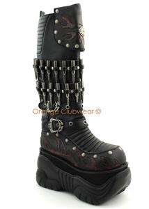 DEMONIA Womens Cyber Goth Knee Hi Bullet Platform Boots 885487001227 