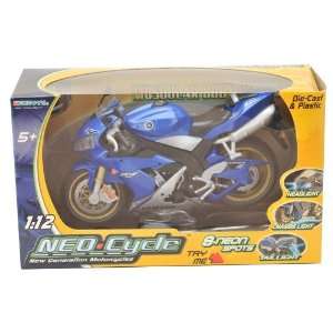  Collectible Yamaha Neon Cycle R1 with Light 1:12 in Blue 