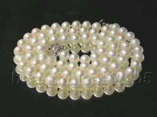 36 natural 8 9mm white AAA pearl necklace 925silver  