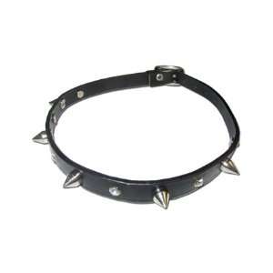    Leather Choker With Alternating Small Studs and Spikes: Jewelry