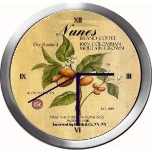  NUNES 14 Inch Coffee Metal Clock Quartz Movement: Kitchen 