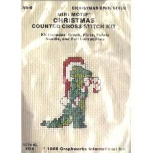 : Christmas Crocodile   Mini Motif Christmas Counted Cross Stitch Kit 